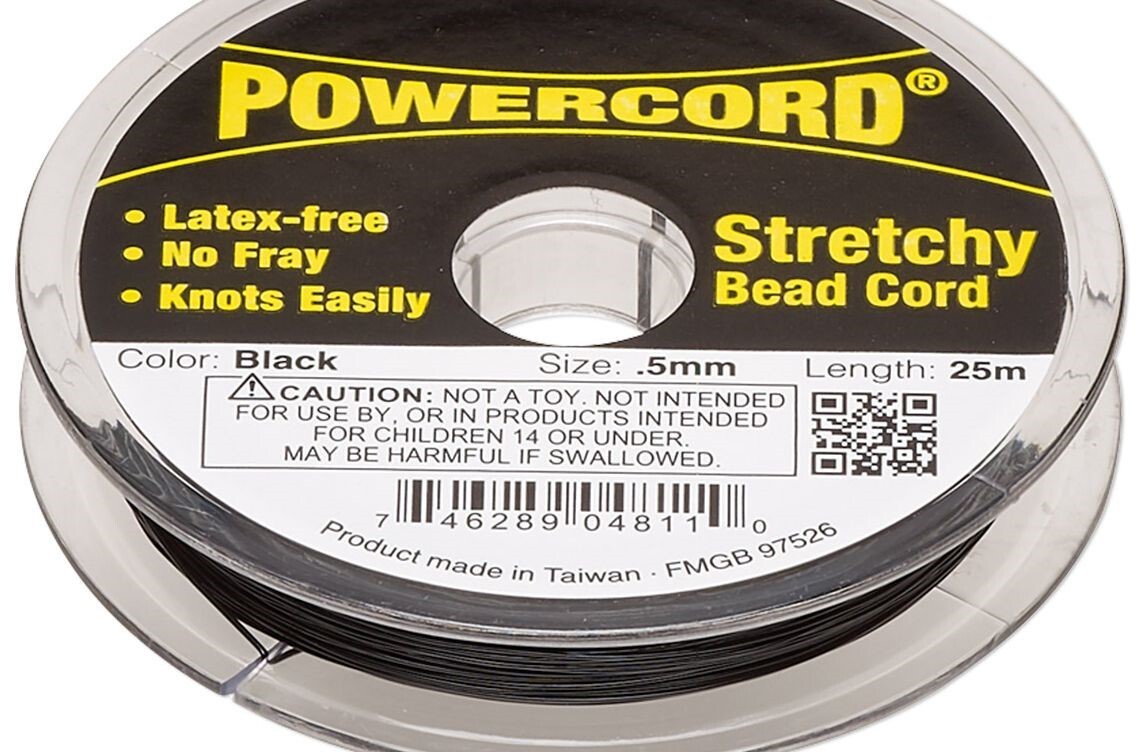 25 Meter Spool Black No Fray 0.5mm Elastic POWERCord with 4 Pound Test
