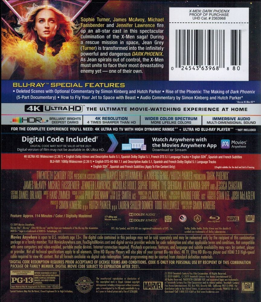 X-Men: Dark Phoenix (4K UHD / Blu-ray + Digital) NEW