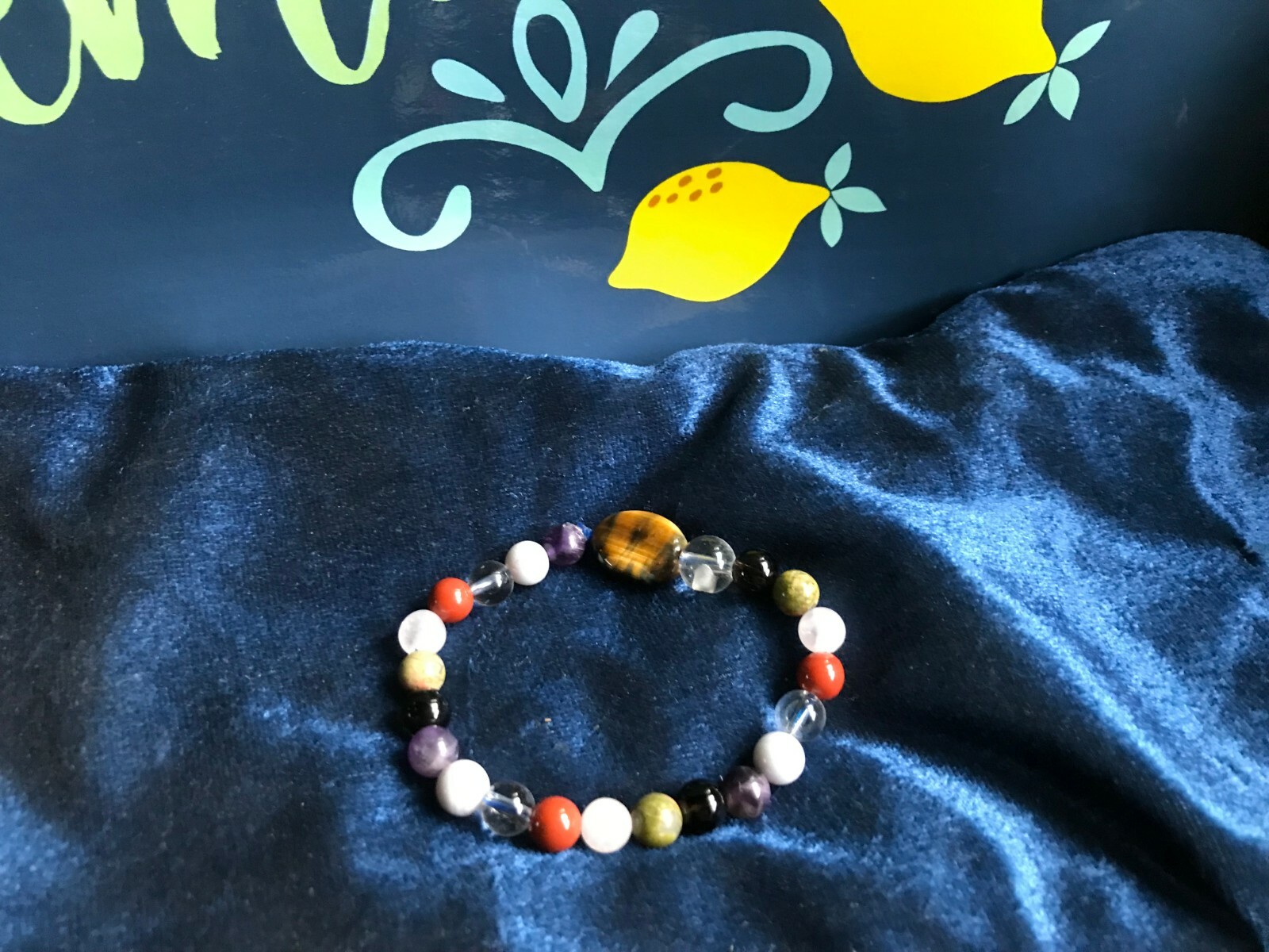 Unsigned Designer Handcrafted Artisan Tiger Eye Multi Stone Stretch Bracelet