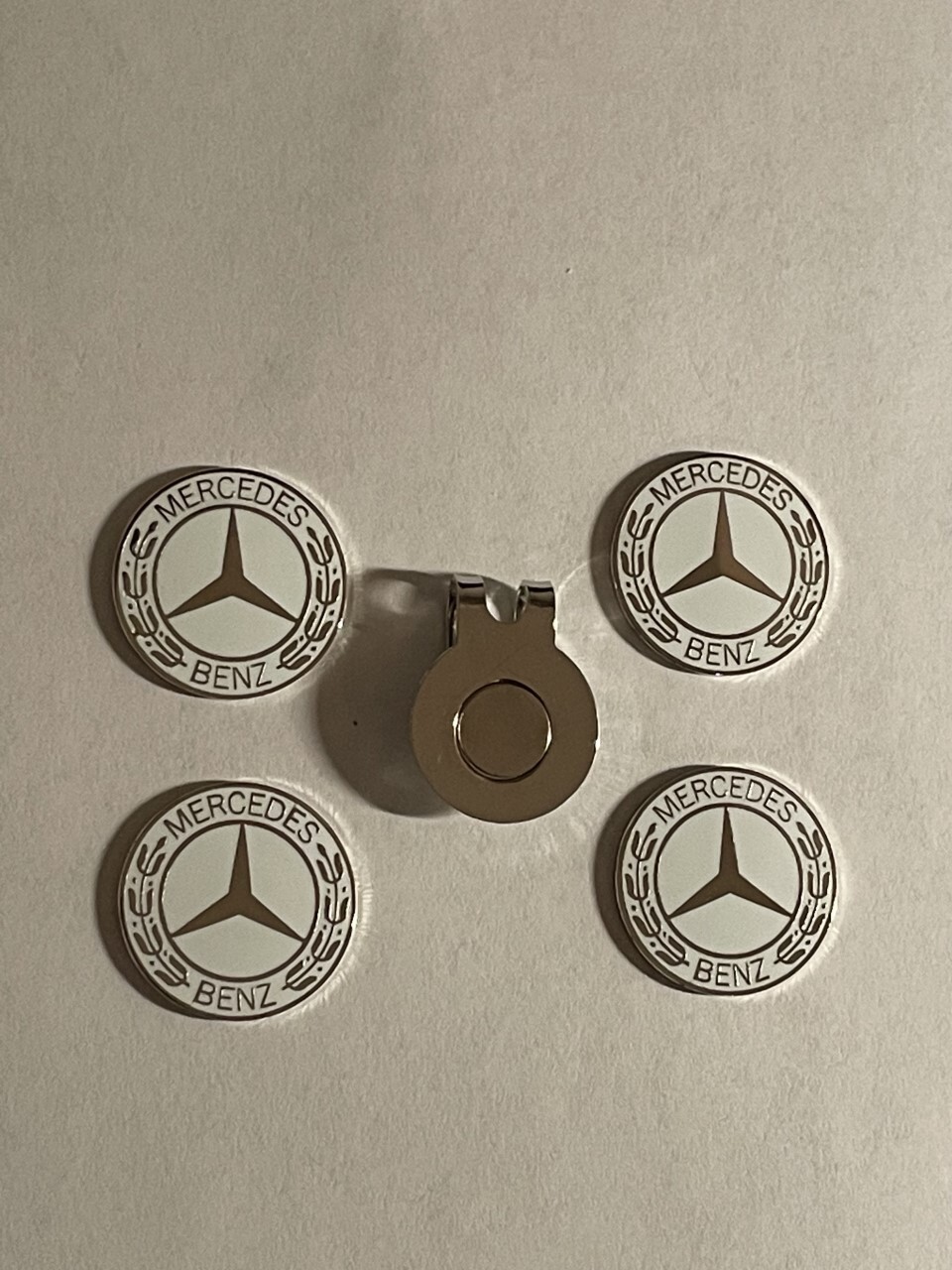 (4) Mercedes Benz 1" Coin Style Golf Markers With Bonus Hat Clip - A Great Deal!