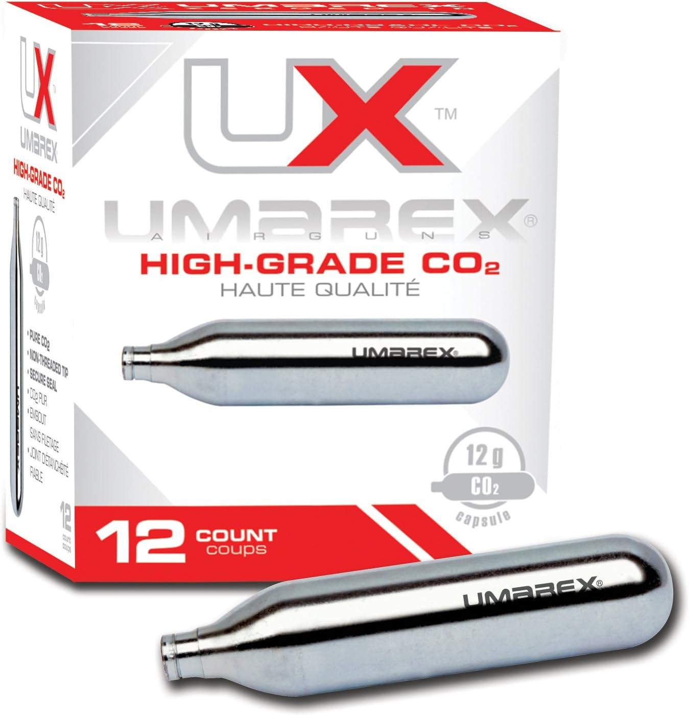 Umarex High-Grade CO2 Cartridges for Pellet Guns 12 GRAM (PACK OF 12), Multi