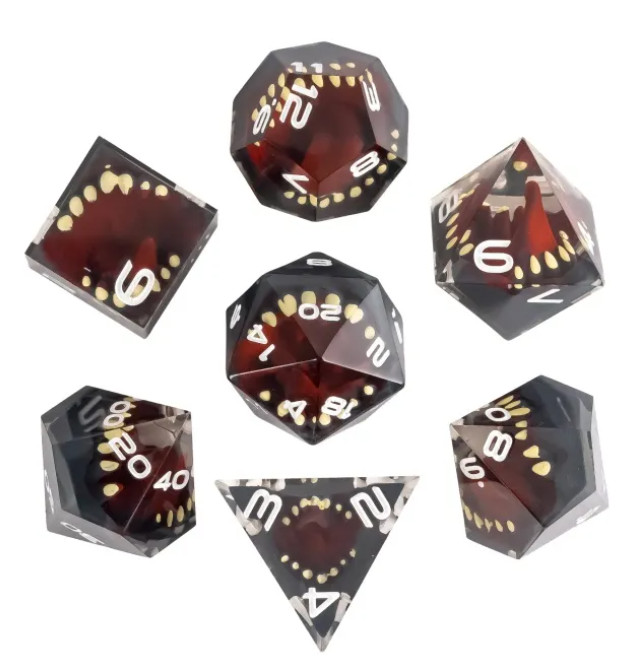 💥😈 Mimic's Maw | Sharp Edge DnD Dice Precision 7 Dice Set