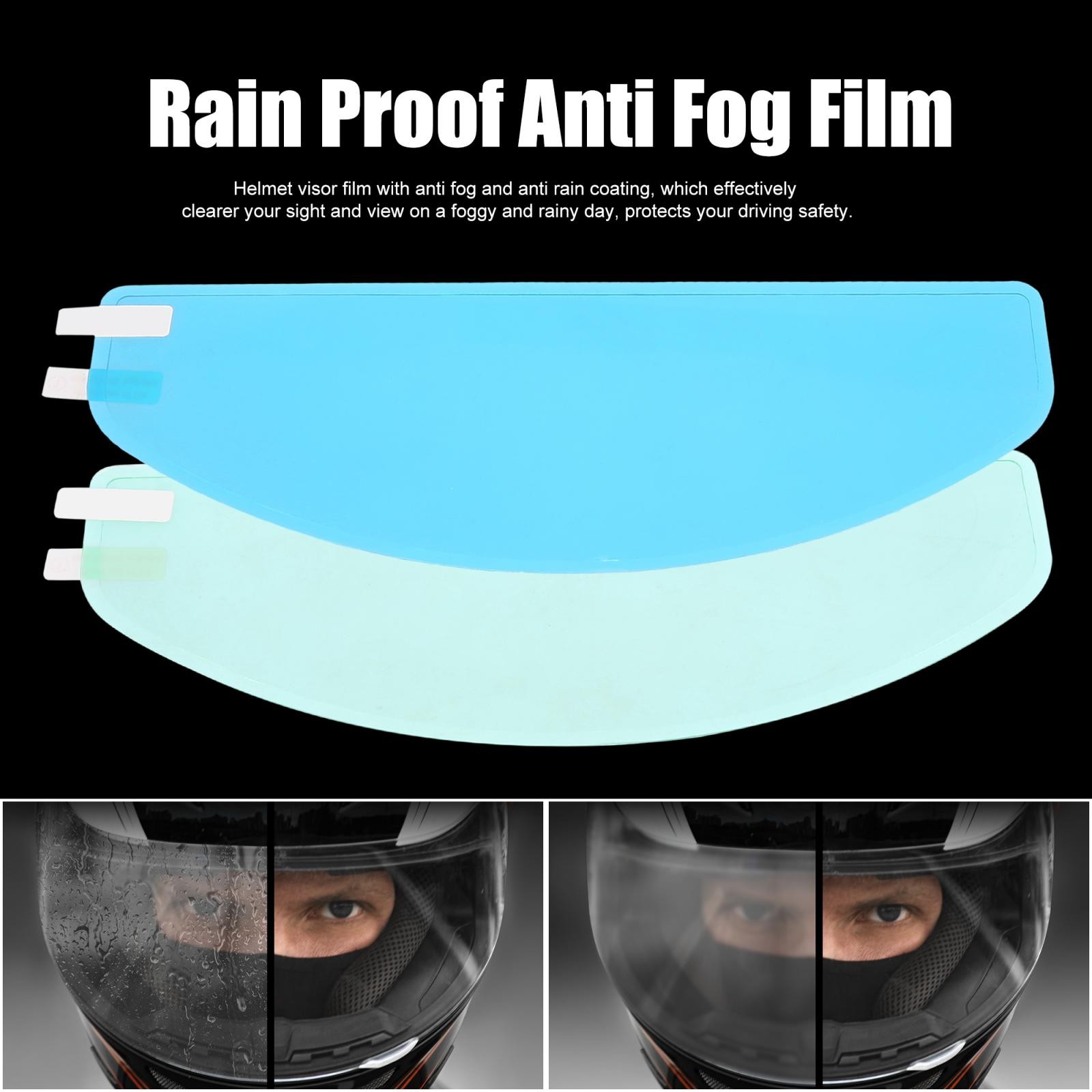 2 Pcs 9.65" x 3.46" Rain Proof Anti Fog Film for Motorcycle Helmet Universal