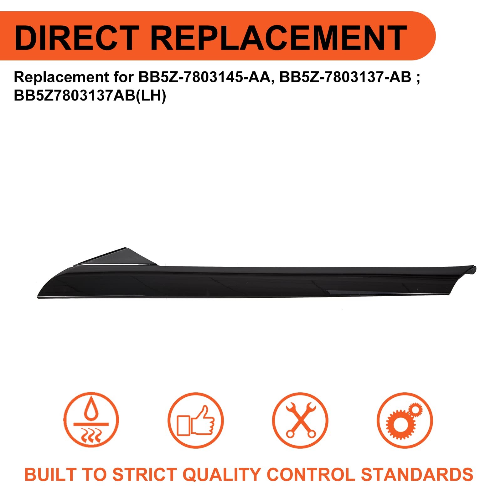 Left APillar Molding Windshield Outer Trim Compatible with 20112019 Ford Expl...
