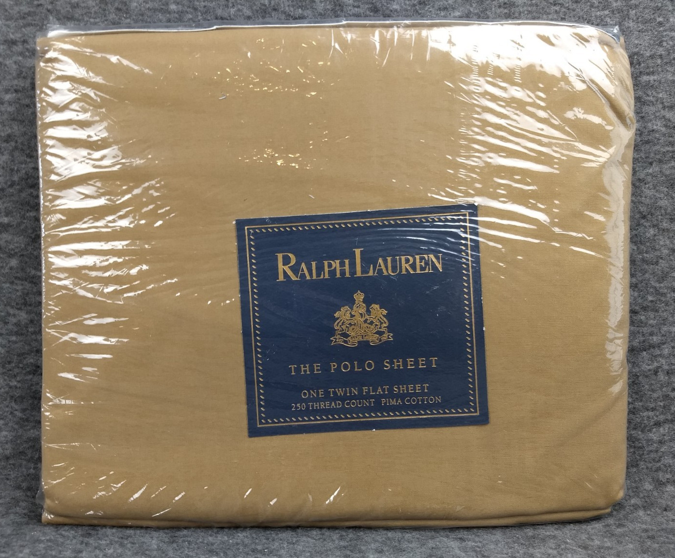 Ralph Lauren The Polo Sheet Twin Flat Sheet Ghurka Khaki 250TC Pima Cotton NEW