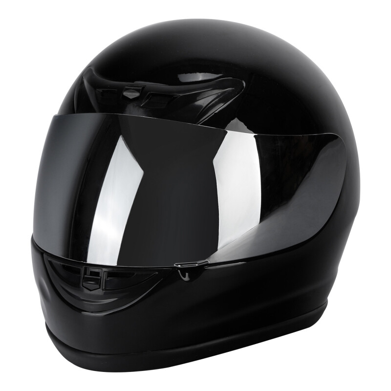 HELMET DOT Motorcycle Street Bike Adult Full Face On-Road Silver Mirror Visor