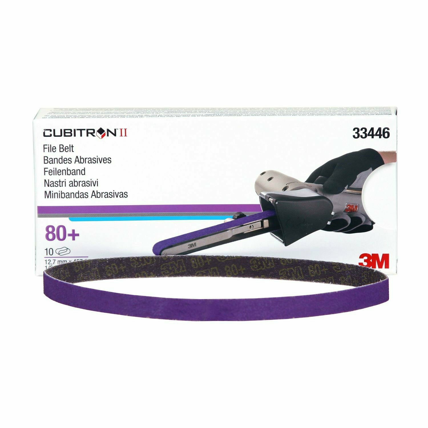 3M 33446 1/2" X 18" Cubitron II 80+ Grade File Belts 10 Per Box