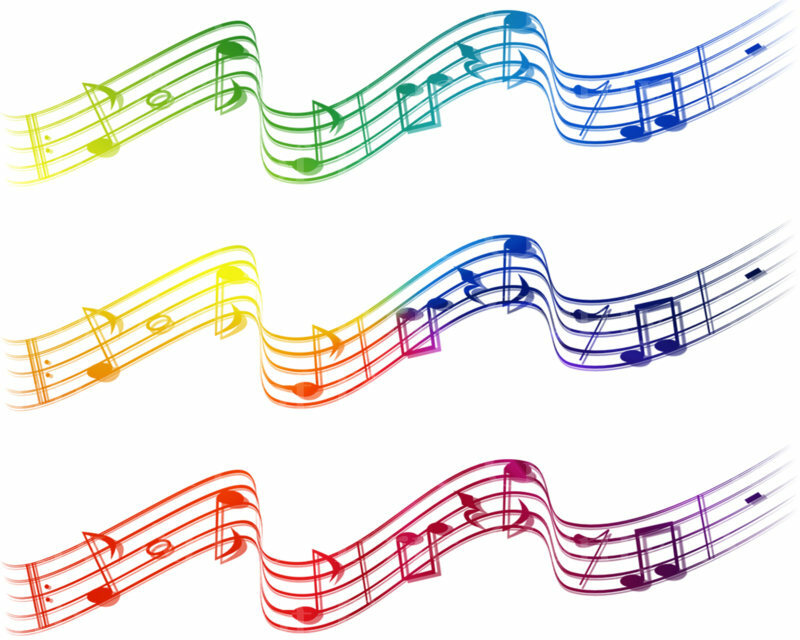 Rainbow Musical Notes ~ Edible 2D Fondant Cake 3 Strip Side Topper ~ D22865 *