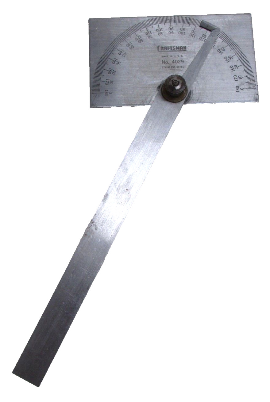 VINTAGE CRAFTSMAN STAINLESS STEEL PROTRACTOR, No. 4029, USA, UNDERLINED "C"