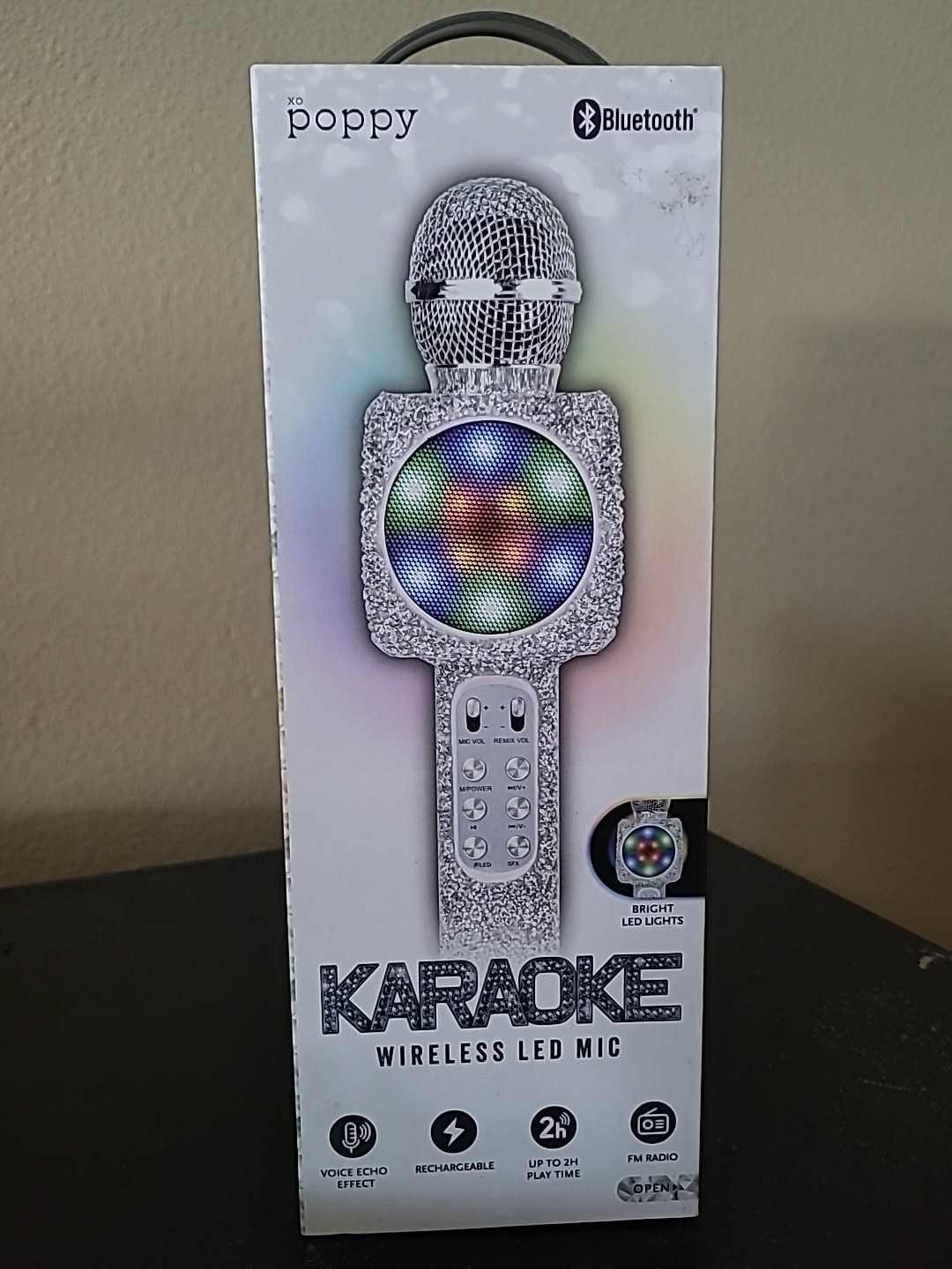 Poppy Karaoke Wireless LED Mic Bling Design Bluetooth Rechargeable NEW