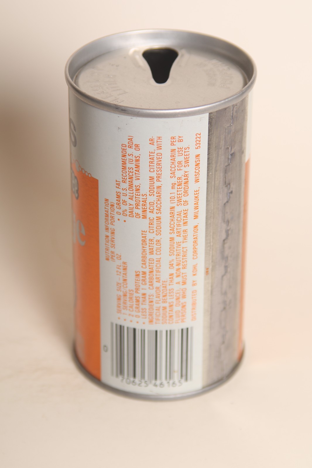 Kohl's Sugar Free Orange soda can