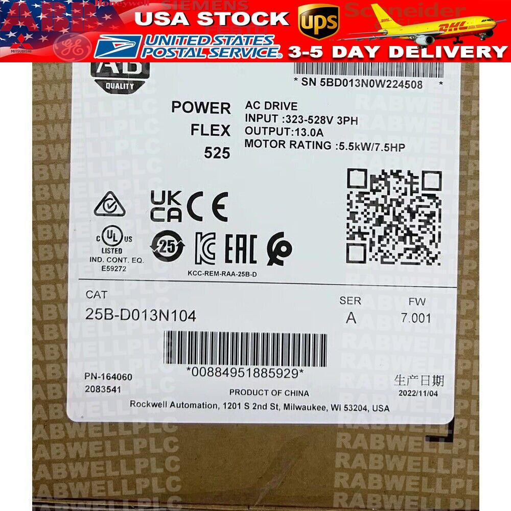 2022 Allen-Bradley PowerFlex 525 AB 25B-D013N104 AC Drive 25BD013N104 NEW USA