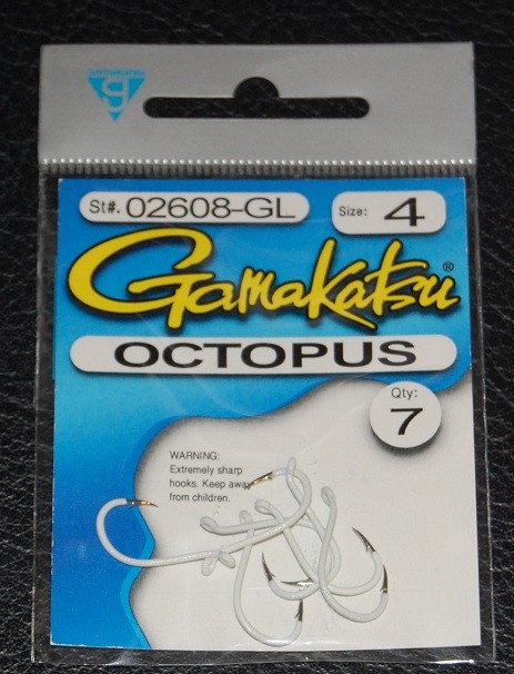 7 Pack Gamakatsu 02608-GL Octopus Hooks Glow - Size 4 Bait Hooks