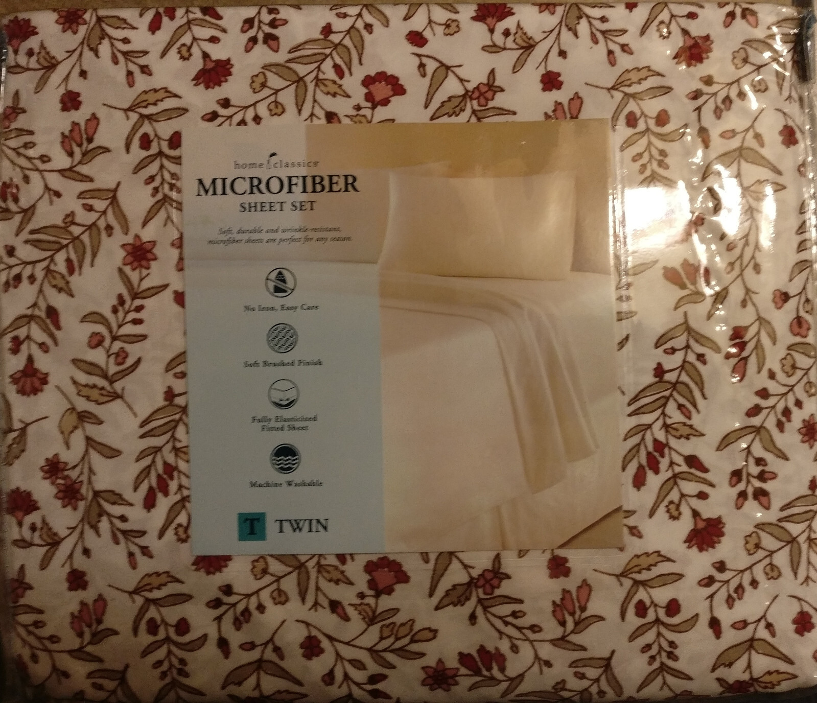 HOME CLASSICS DELICATE FLORAL MICROFIBER TWIN SHEET SET NEW