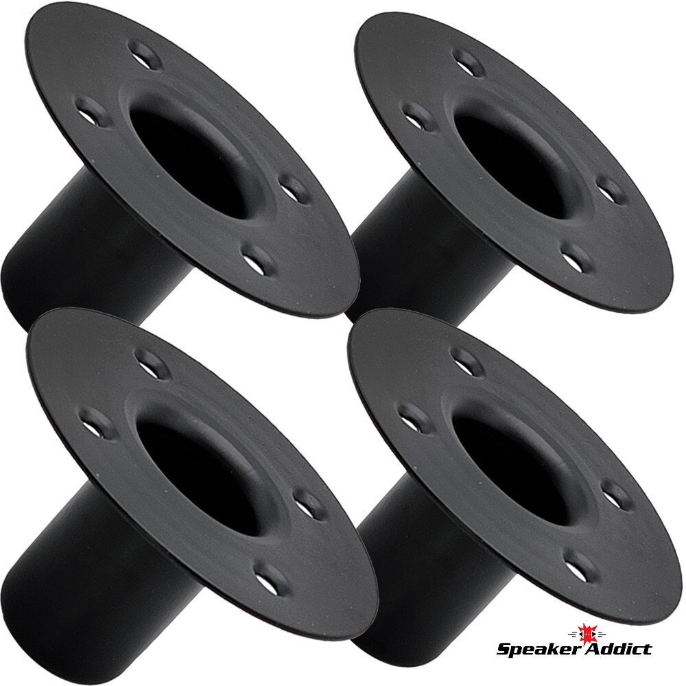 4-Pack Steel Speaker Pole Mounting Socket Cup Top Hat 1-1/2" Tripod Stand Black