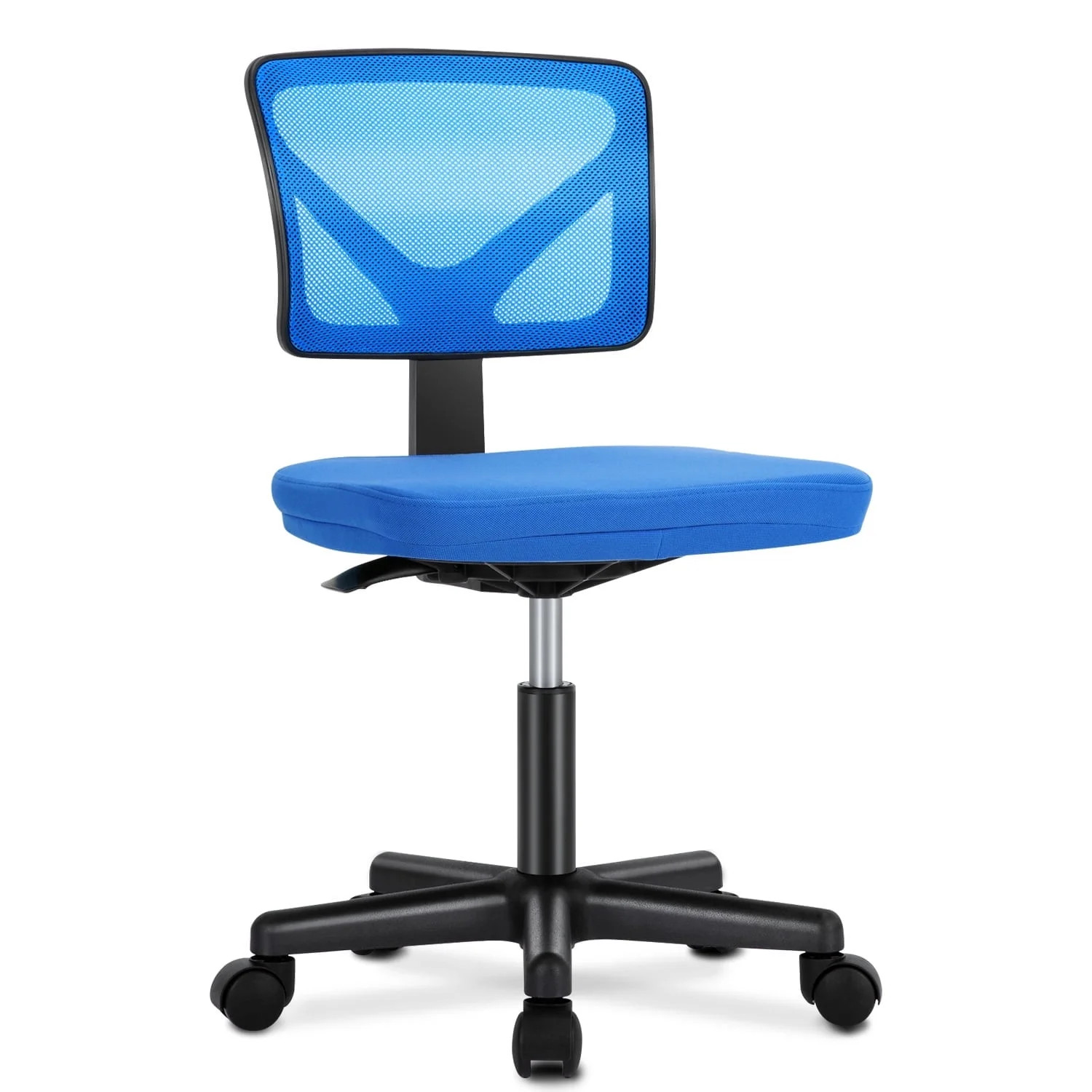 Home Office Desk Chair Armless Mesh Swivel Adjustable Low Back Blue