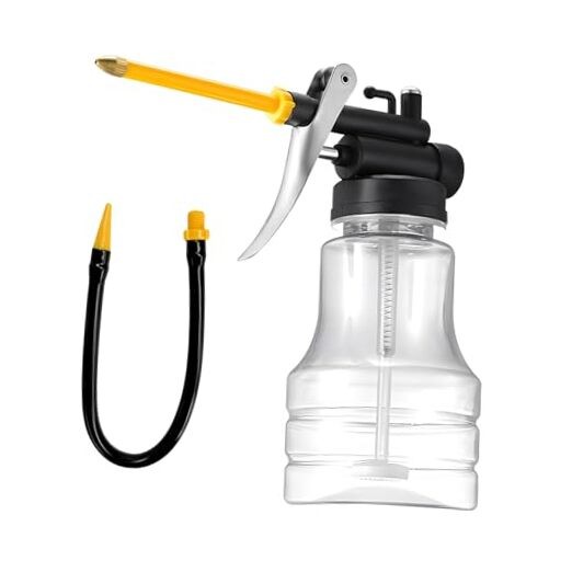 Oil Can Pump Oiler, Automotive 250ML Transparent Pump Oil Can with Straight