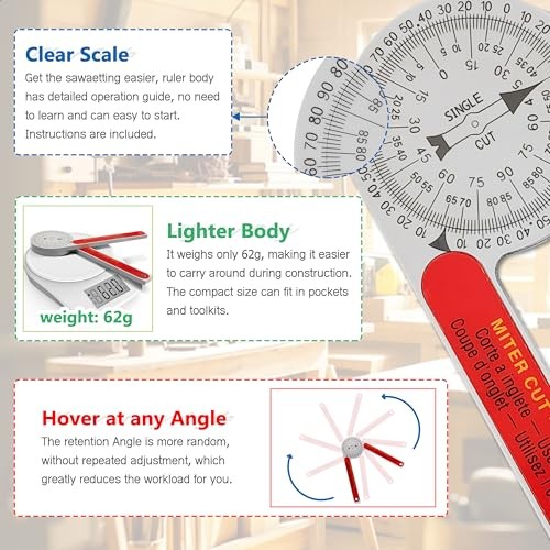 Miter Saw Protractor, Miter Angle Finder for Woodworking Replacement for #505P