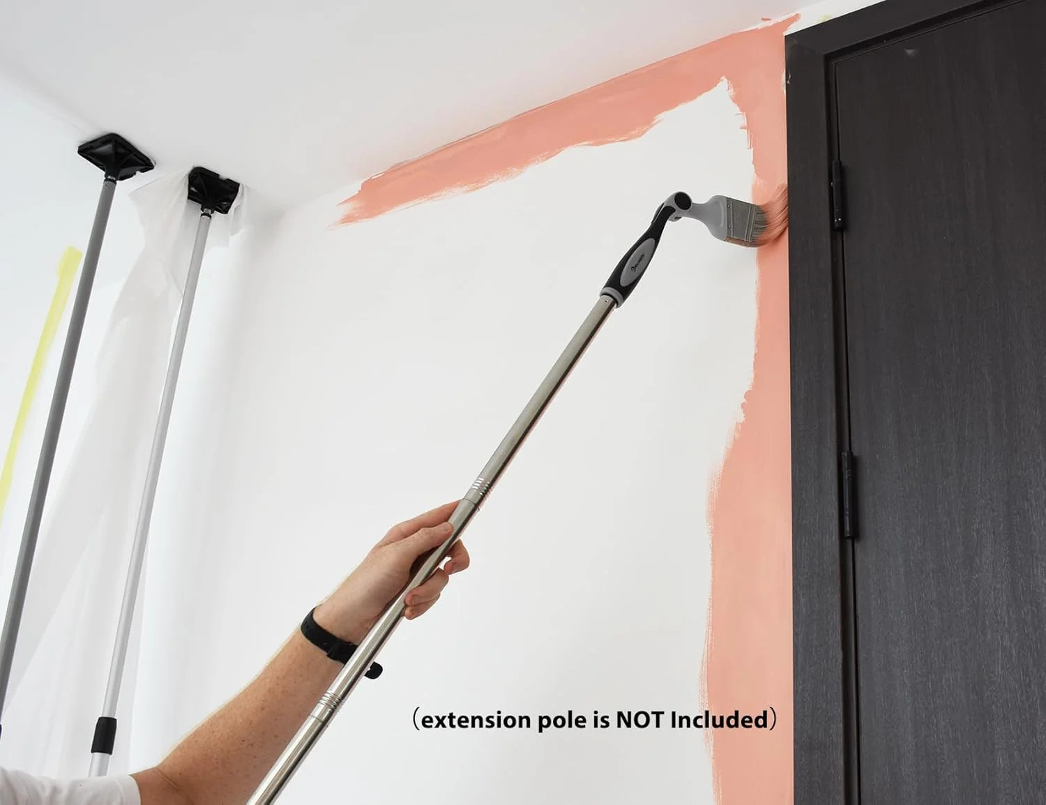 2.5Inch Paint Edger Brush - Extension Pole Angled Paint Brush for Hig