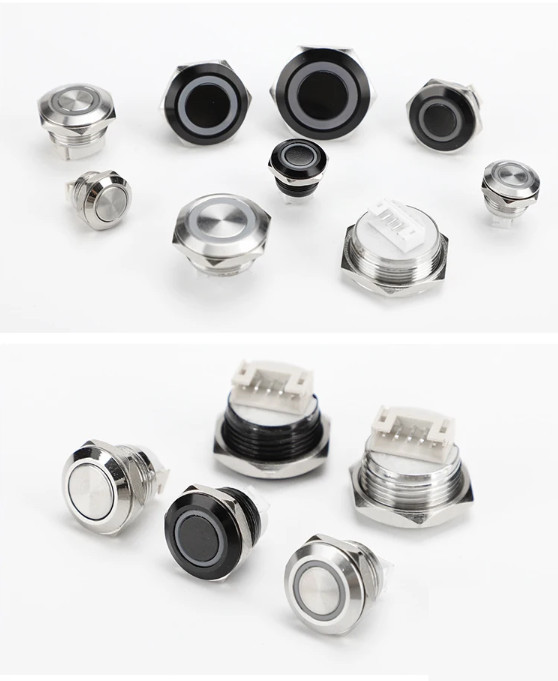 LED Push Button Switch 12-30mm Ultra Short Metal Waterproof Momentary Reset Wire