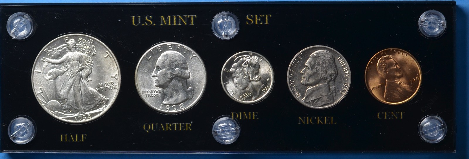 1938 P Silver Mint Set Choice/Gem BU Coins BLACK CAPITAL CASE GORGEOUS MINT SET