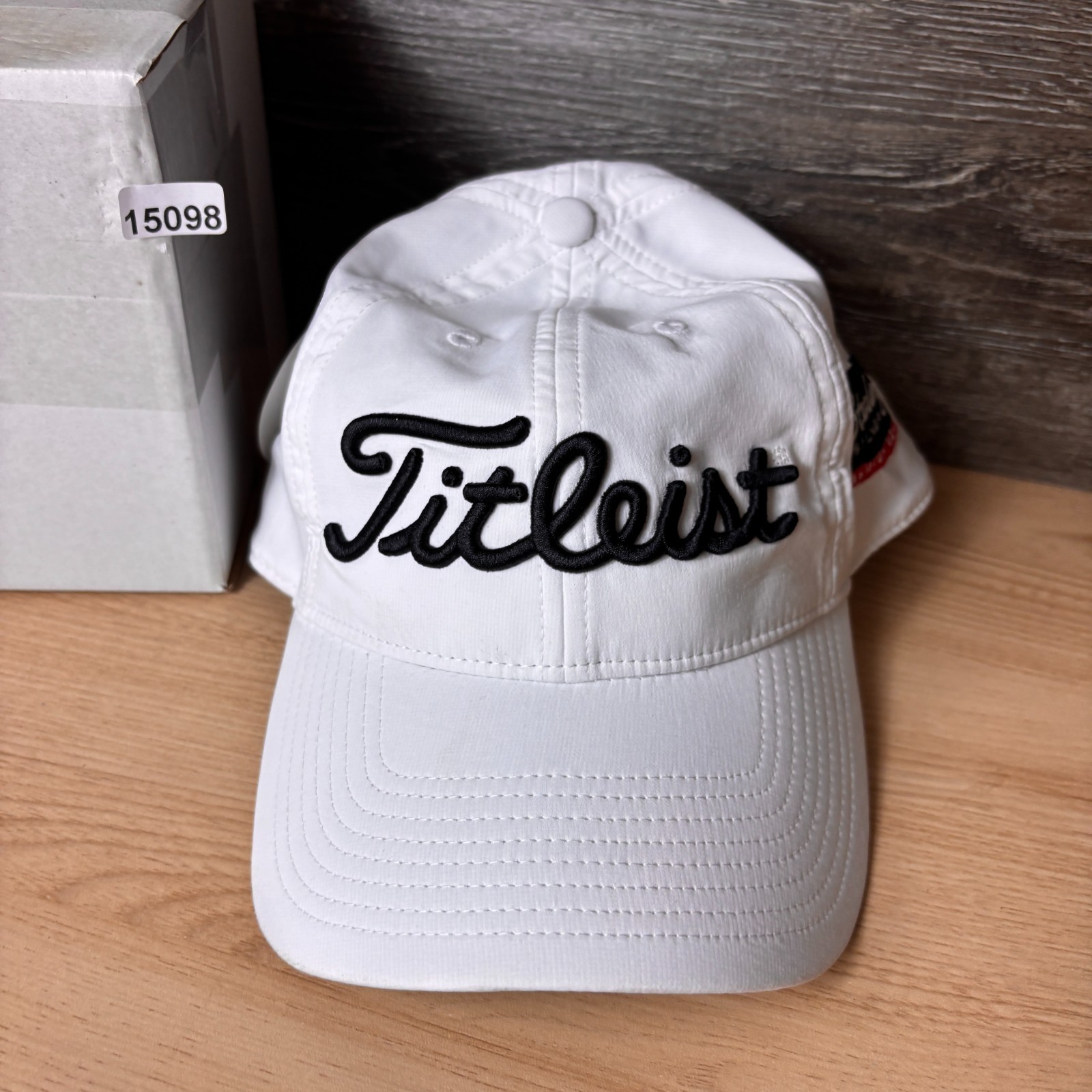 Titleist Hat Strap Back White Golf Embroidered Script Sterling Silver Meats