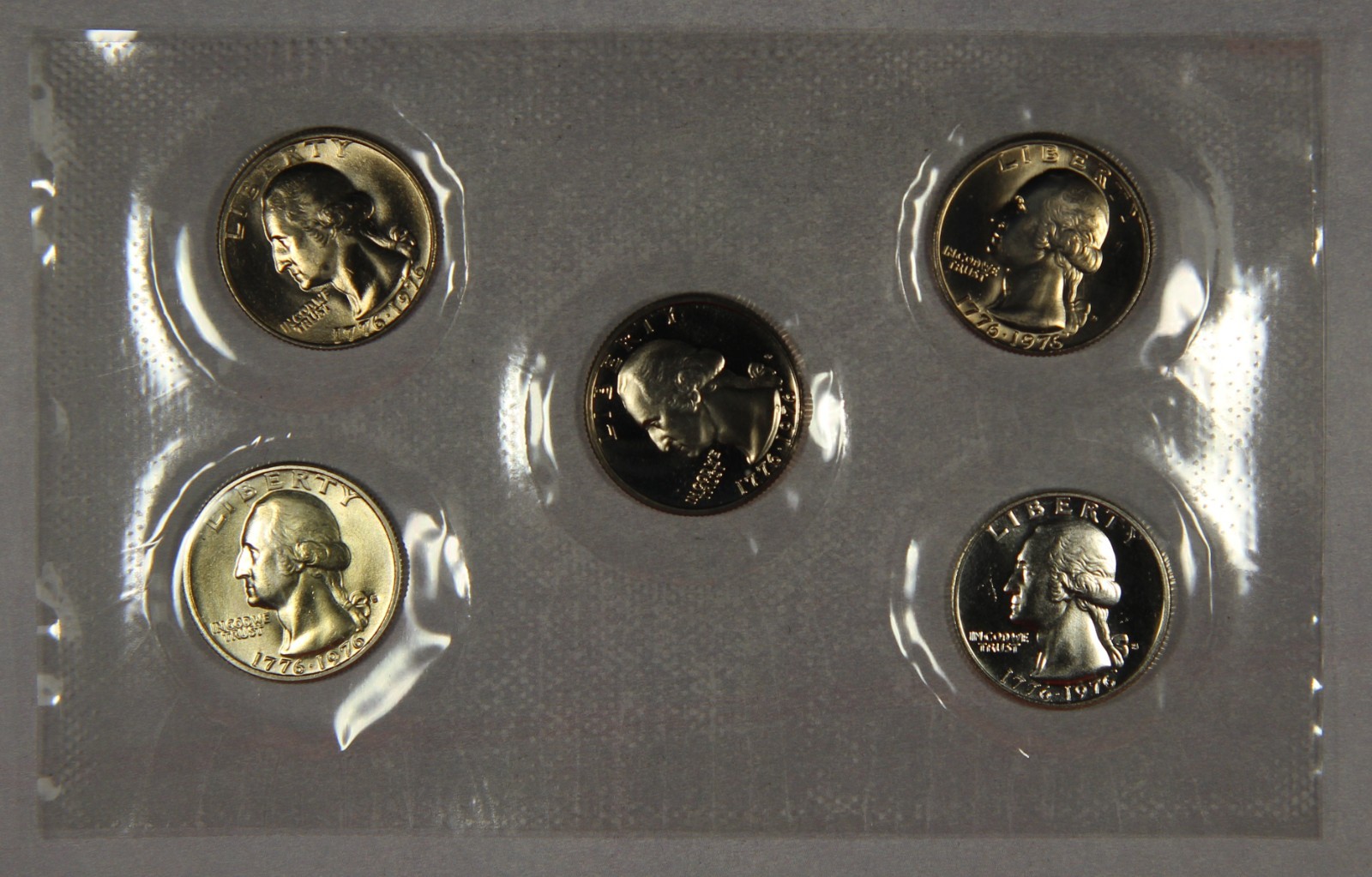 All (5) Bicentennial Quarters 1976 P D S Silver Unc S Proof S Silver Proof