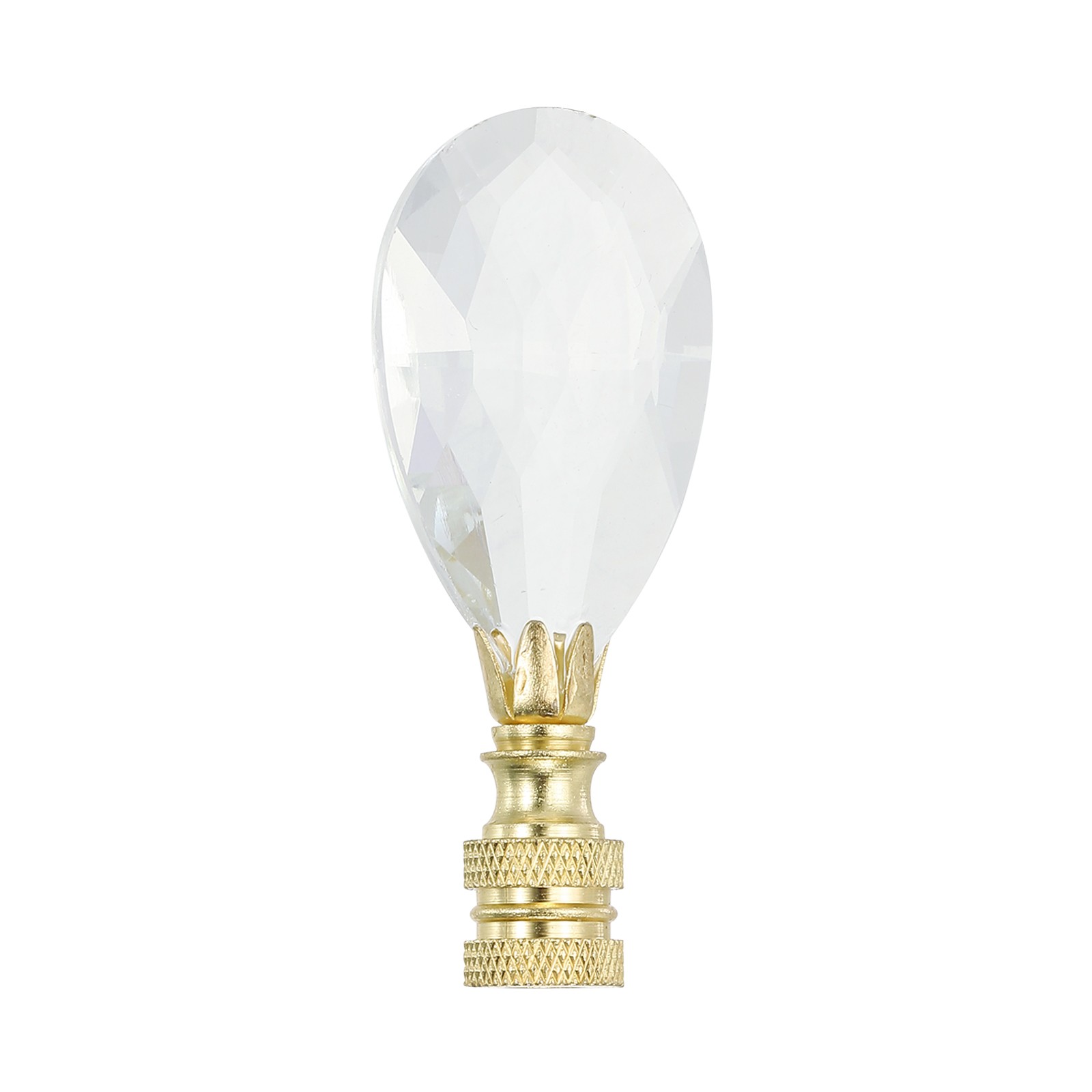 1/4-27 Lamp Finial Cap Knob Clear Oval Rhombus Shaped Crystal Gold Tone]