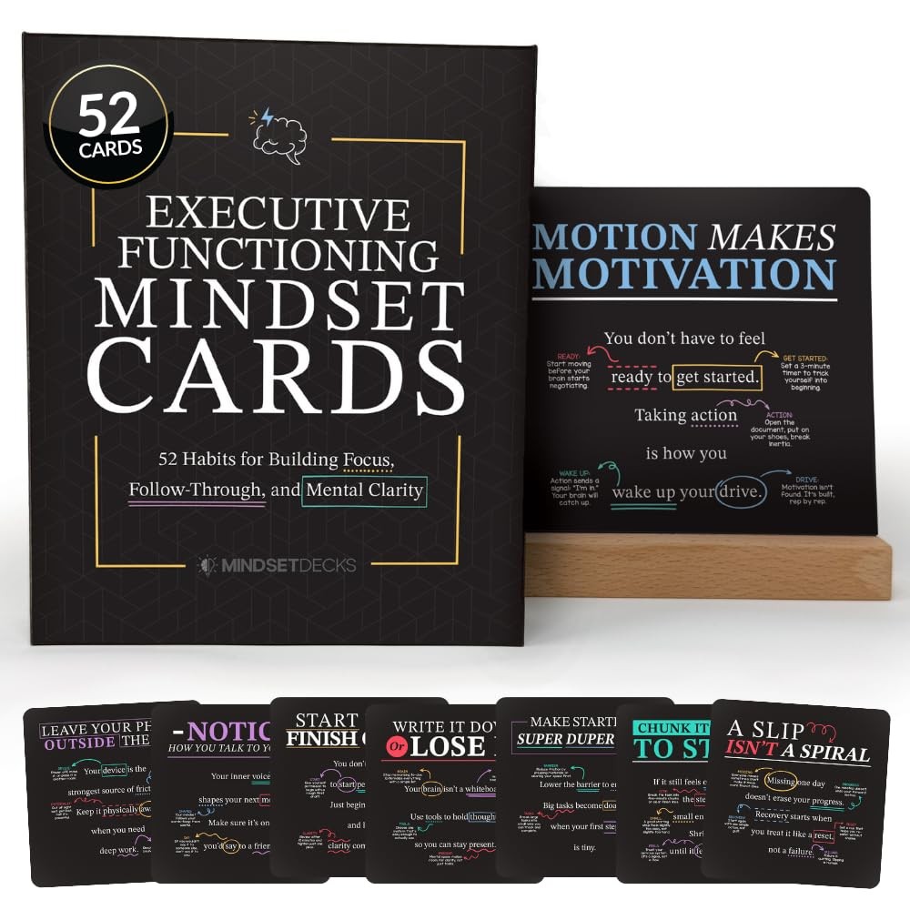 Executive Functioning Mindset Cards – 52 Daily Habit Cards for Focus, Organiz...