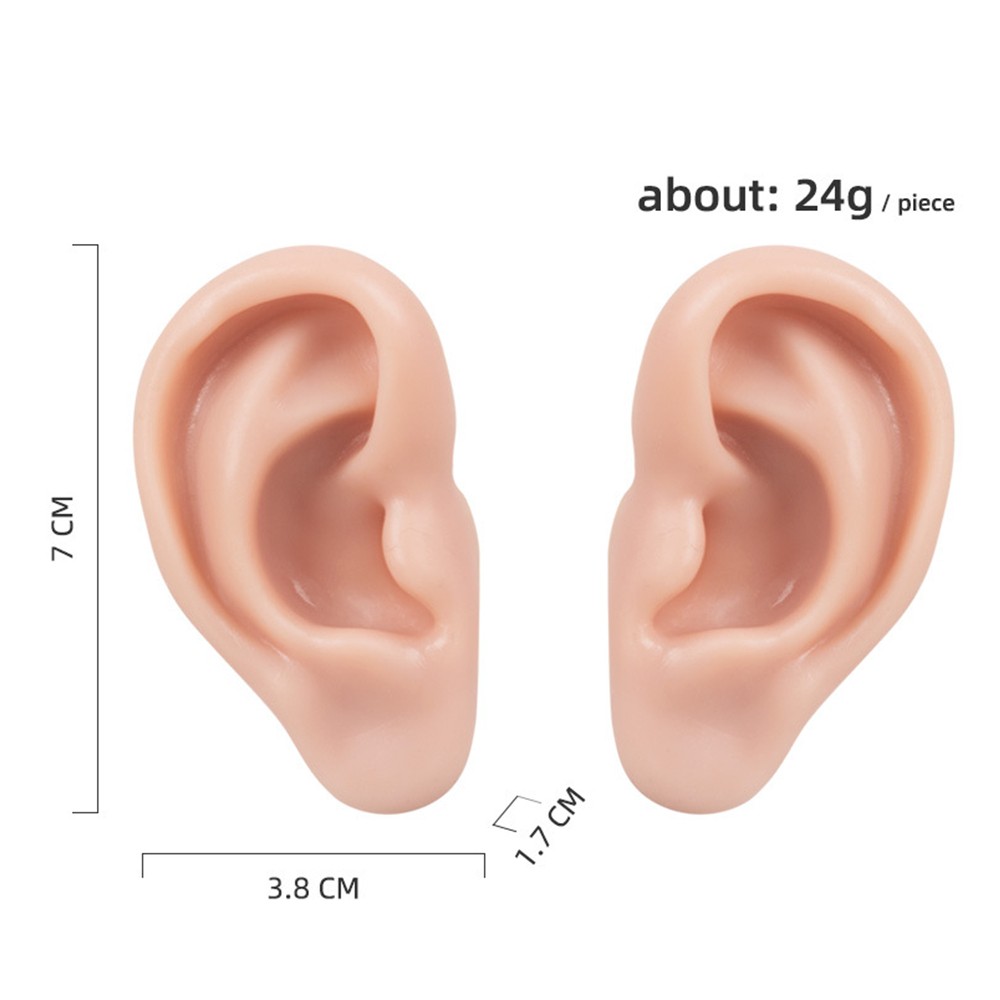 1 Pair Soft Silicone Ear Model For Earrings Display Ear Piercing