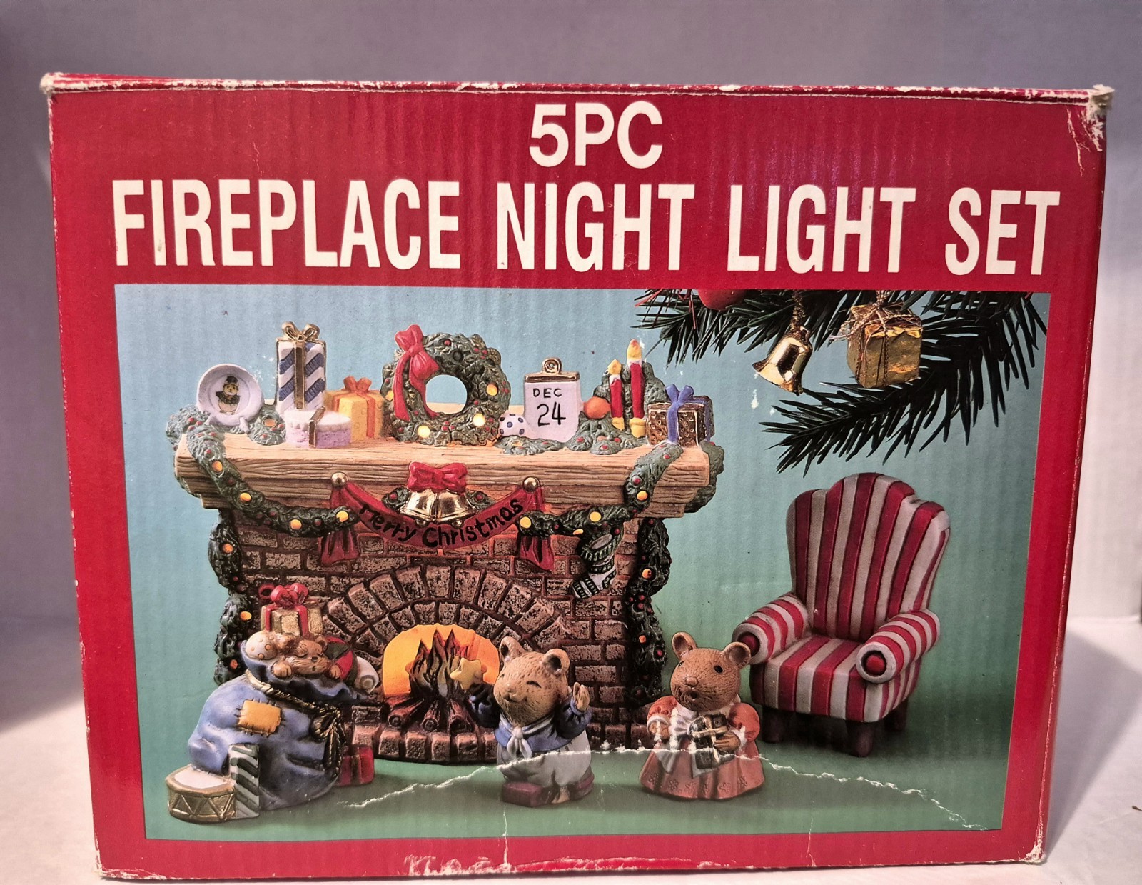 Working With Box Vintage 5 Piece Fireplace Nightlight Set
