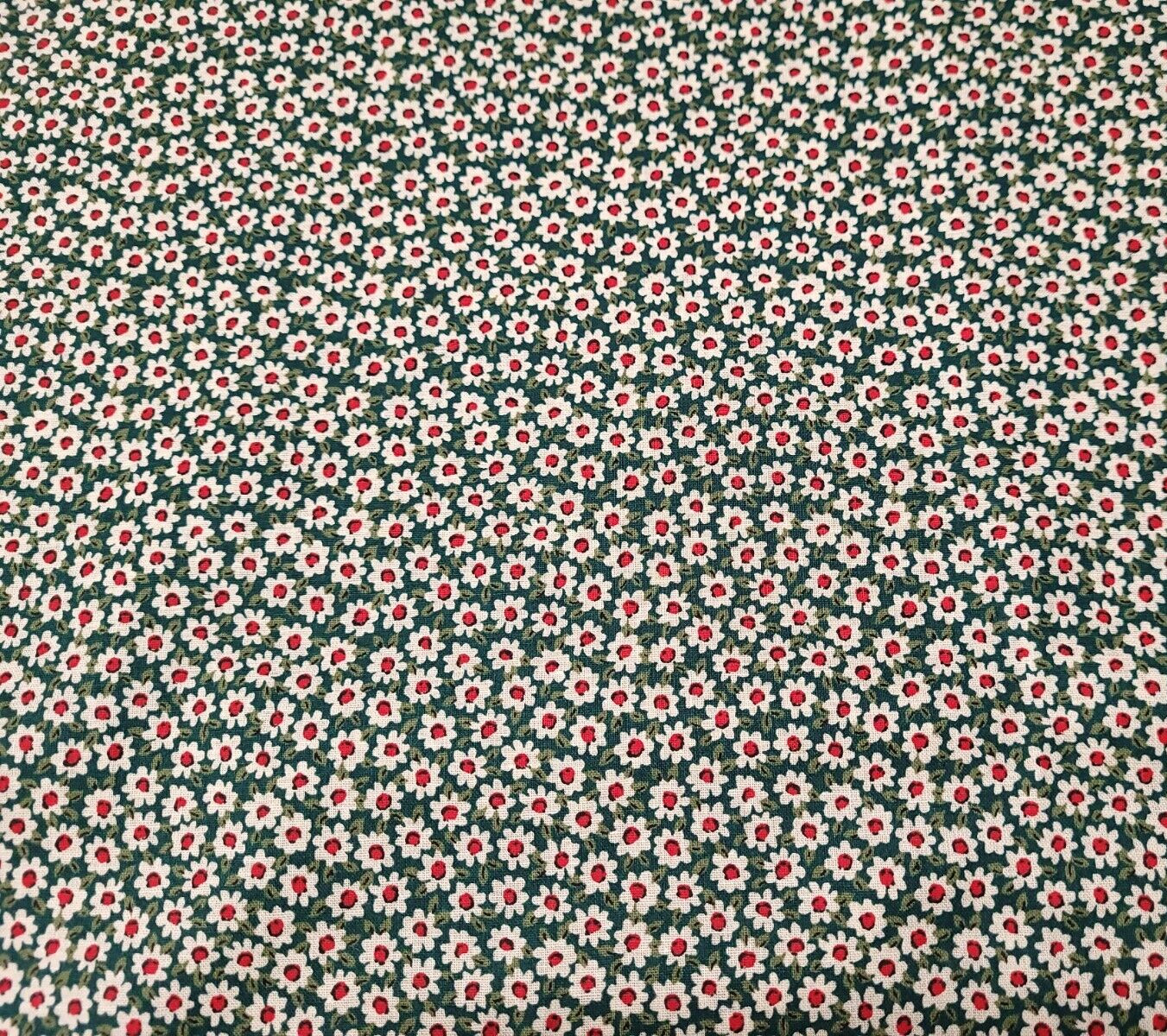 Calico Print BTY Schwartz Liebman Cranston Print Works Floral Ivory Red Green