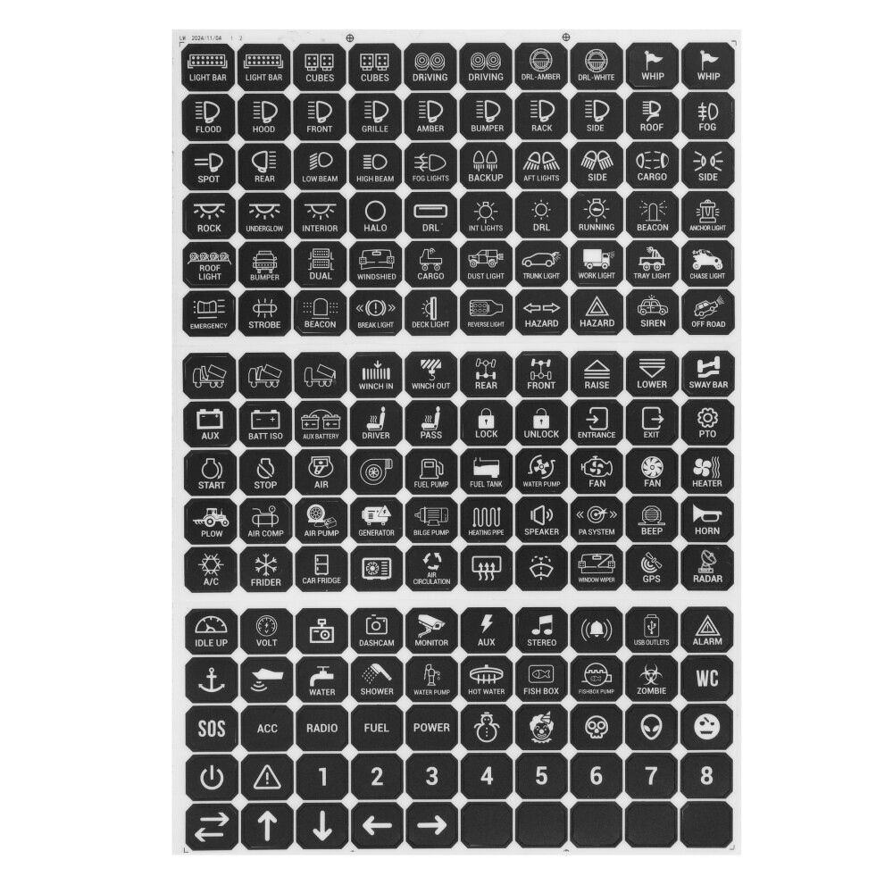 Auxbeam Switch Panel Sticker For 6/8 Gang Switch Panel Switch Control Label 160x