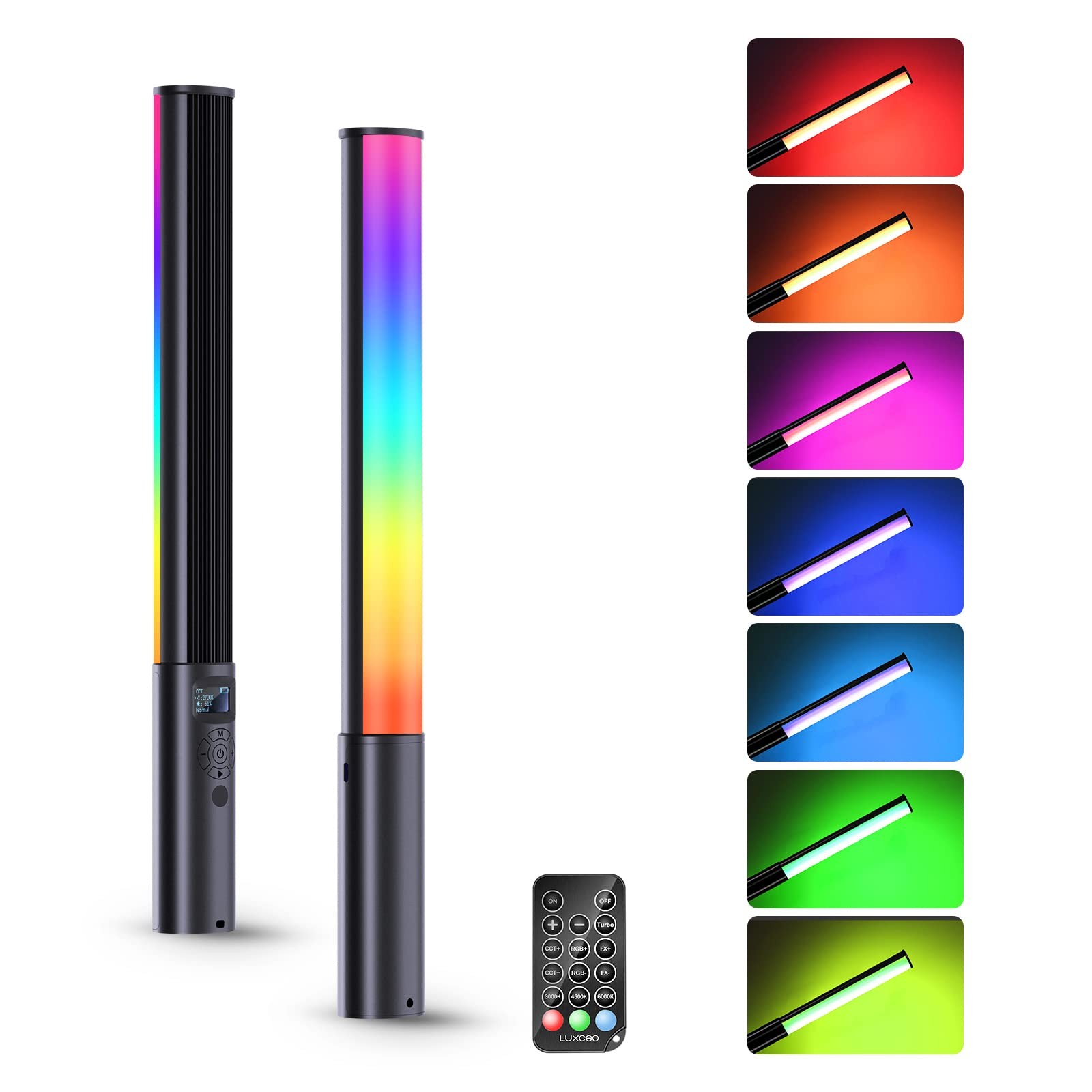 LUXCEO RGB LED Video Light Wand, Handheld LED Photography Light Stick with Remot