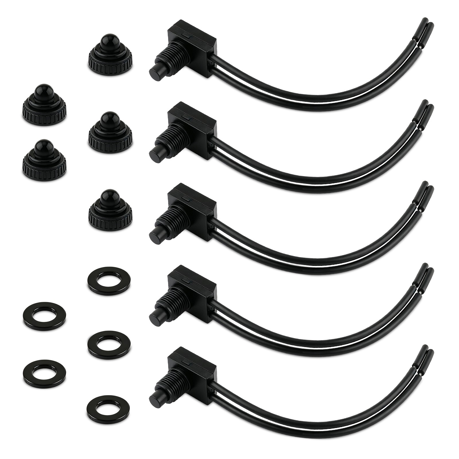 5Pcs 12V Waterproof Push-Button On-Off Switch with 4" Leads For MOTORCYCLE/CAR