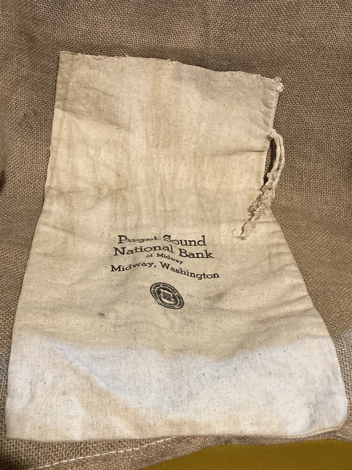 vintage bank coin bag Puget Sound National Bank of Midway, WA Washington
