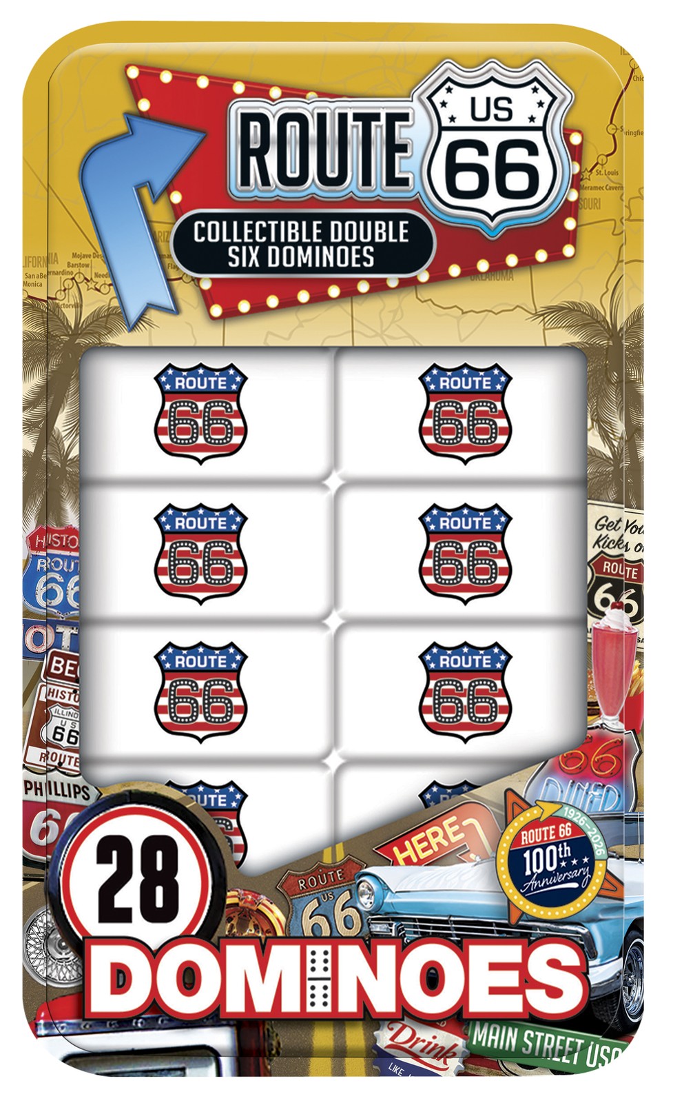 MasterPieces - Route 66 - 100th Anniversary Officially Licensed Dominoes Set