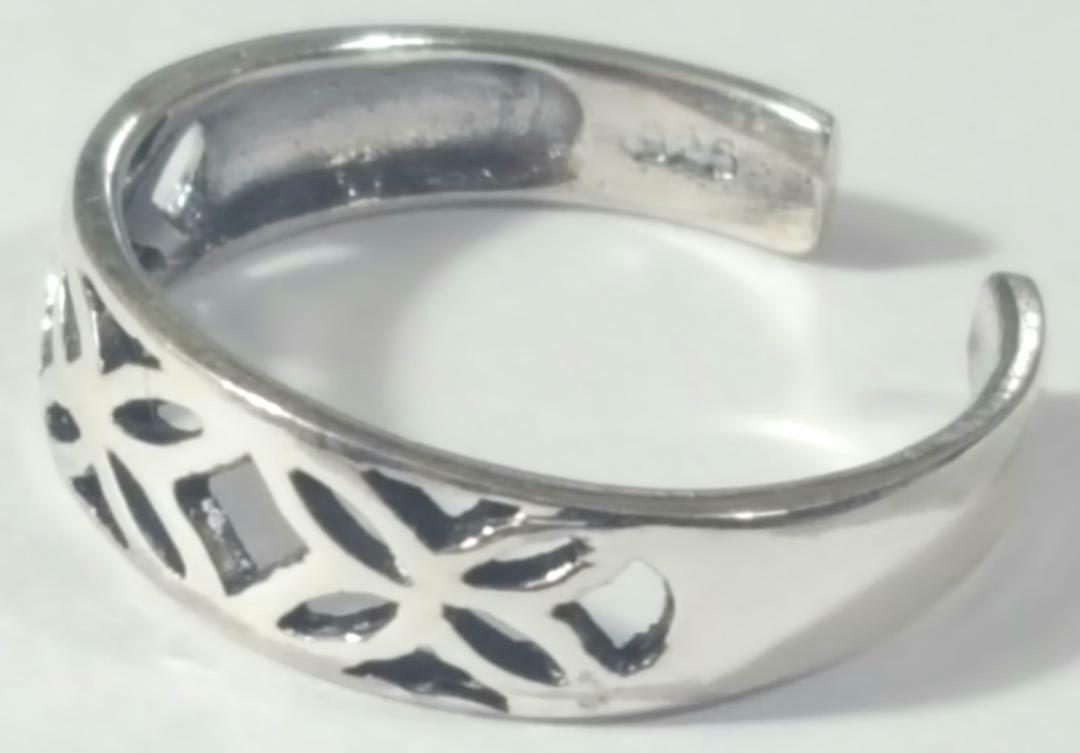 Toe Ring Adjustable Filigree 925 Sterling Silver #4b
