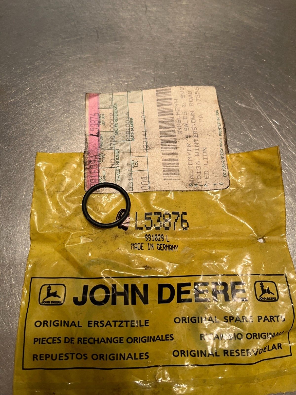 L53876   Genuine  OEM  John Deere  O-RING Seal
