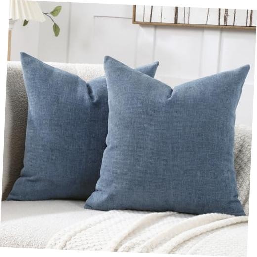 24x24 Inch Decorative Chenille Throw Pillow 24" x 24" (Pack of 2) Steelblue