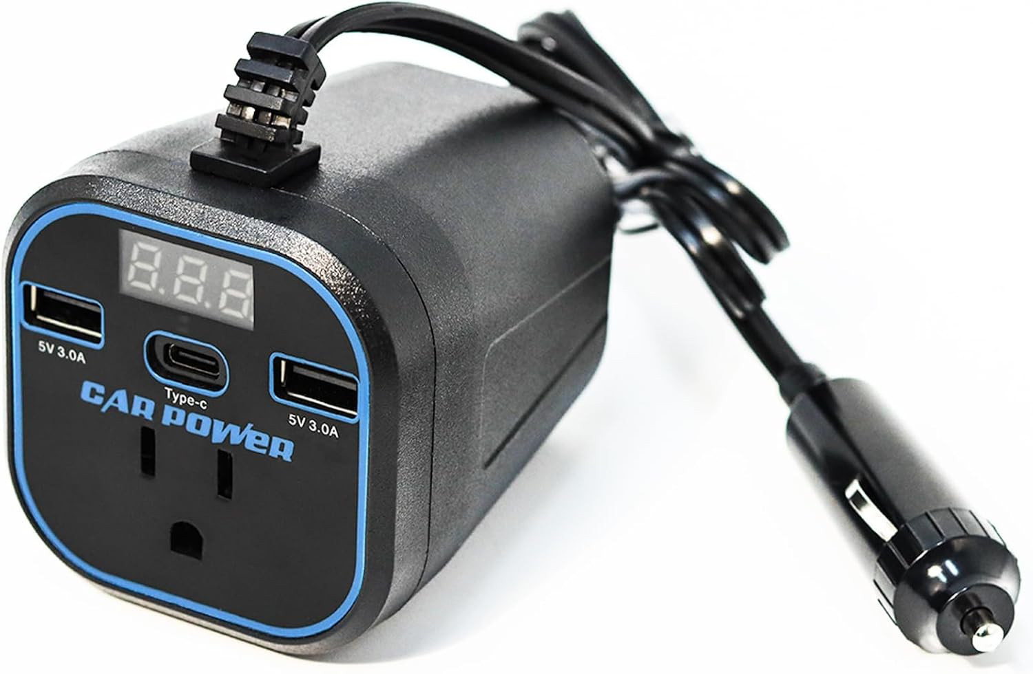 200W Car Power Inverter, 12v to 110v, Car Adapter with Dual USB and Type-C fo...