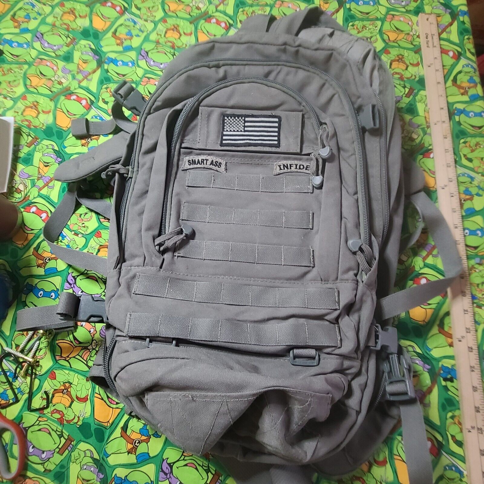 Military green backpack.Bug out gear