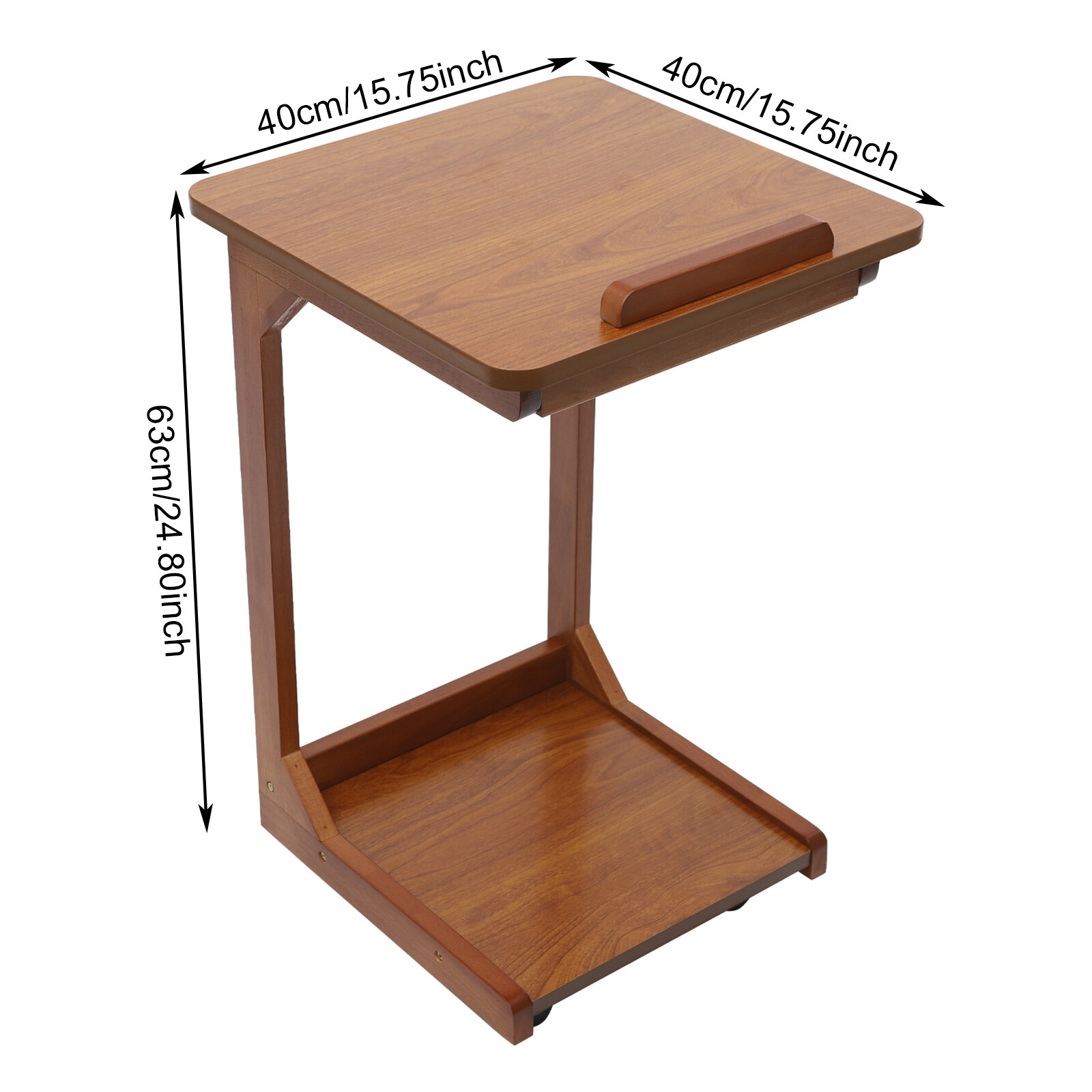 C-shaped Table Couch Table Sofa Bed Side Table W/ Wheels 40*40*63cm 0-40° Angle