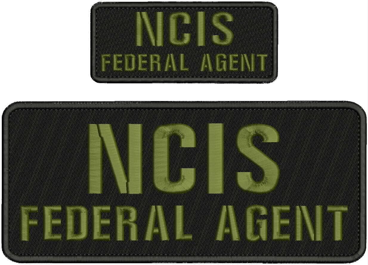 NCIS F AGENTembroidery patch 4x10 and 2x5  hook on back od green letters