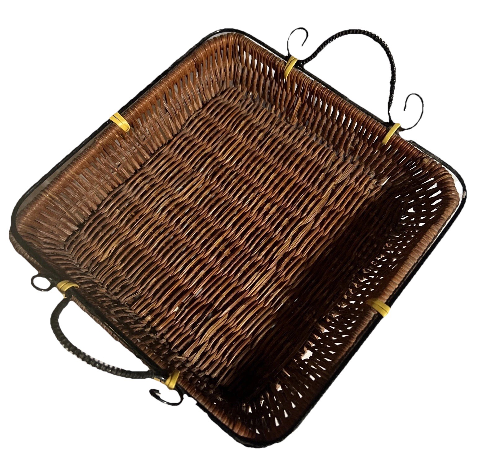 Square Wicker Basket With Wire Handles 7” X 7”