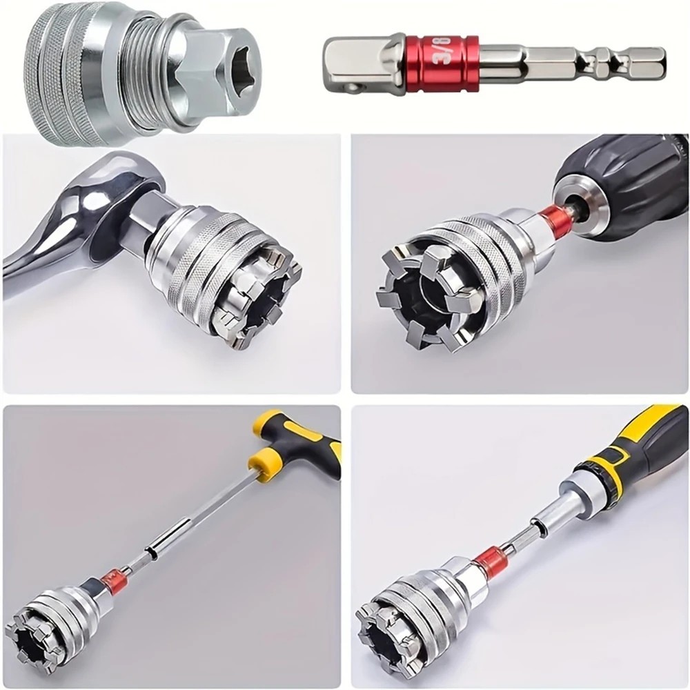 10-19mm Universal Socket Tool Adjustable Multifunction Wrench Sleeve Adapter Kit