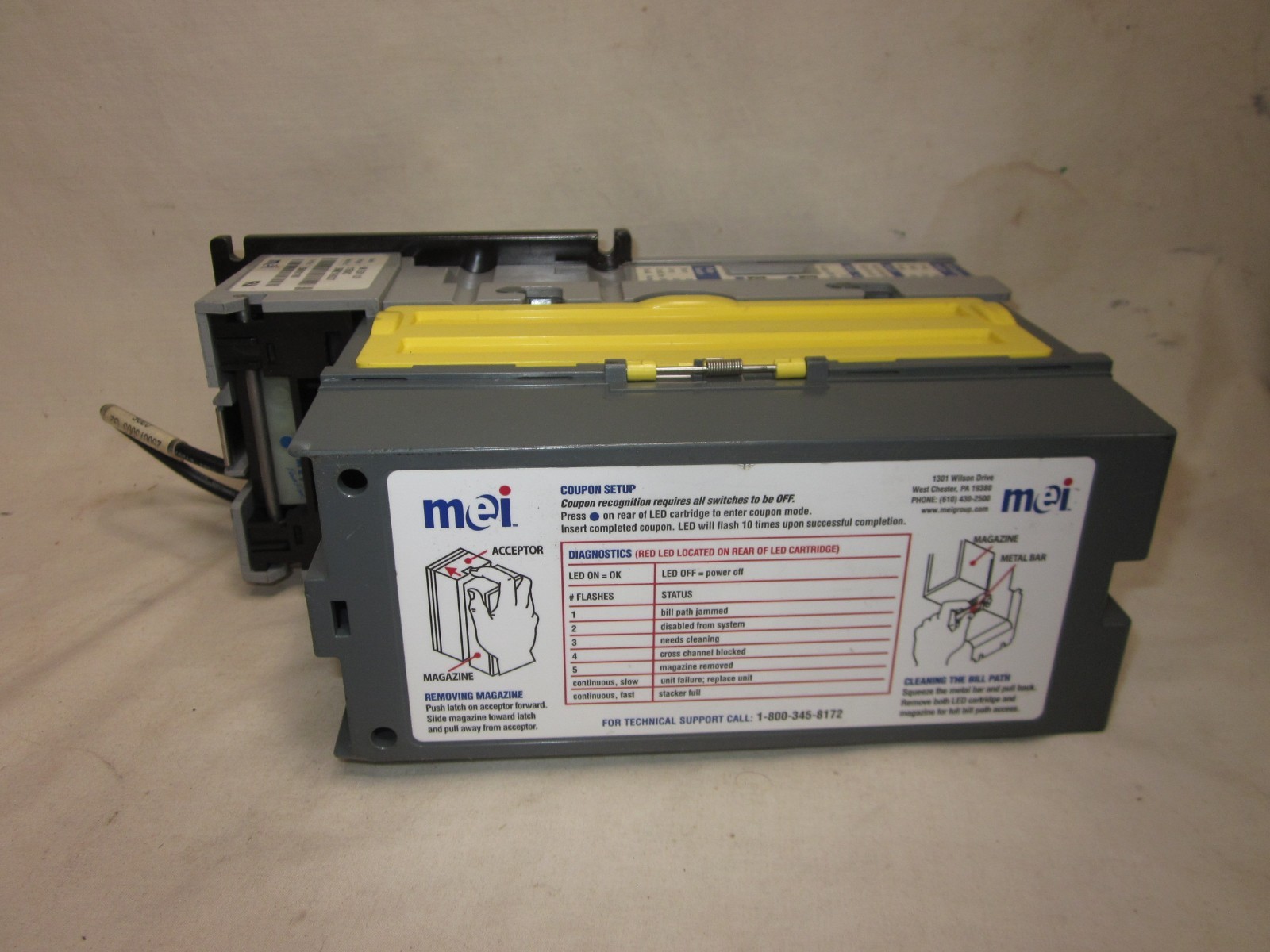 untested MEI VN 2501 U3 dollar bill acceptor electronic assembly