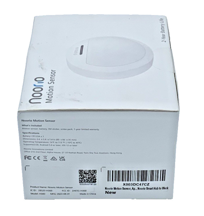 Noorio Home Security Motion Sensor Accurate Alerts White Requires Hub New In Box