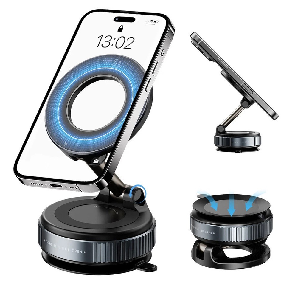 360° Adjustable Magnetic Vacuum Suction Cup Car Phone Mount Holder for MagSafe