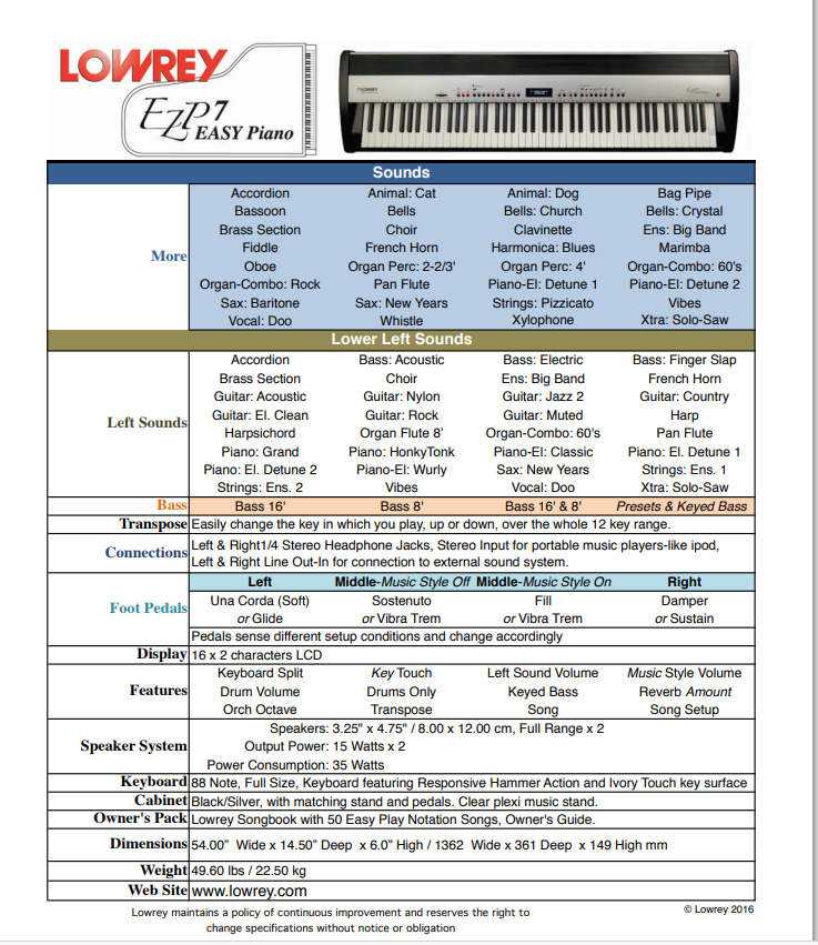 New Lowrey EZ-7